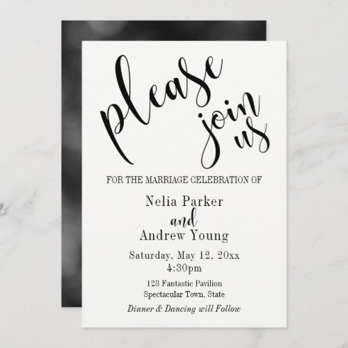 Simple Modern Please Join Us Typography Wedding Invitation