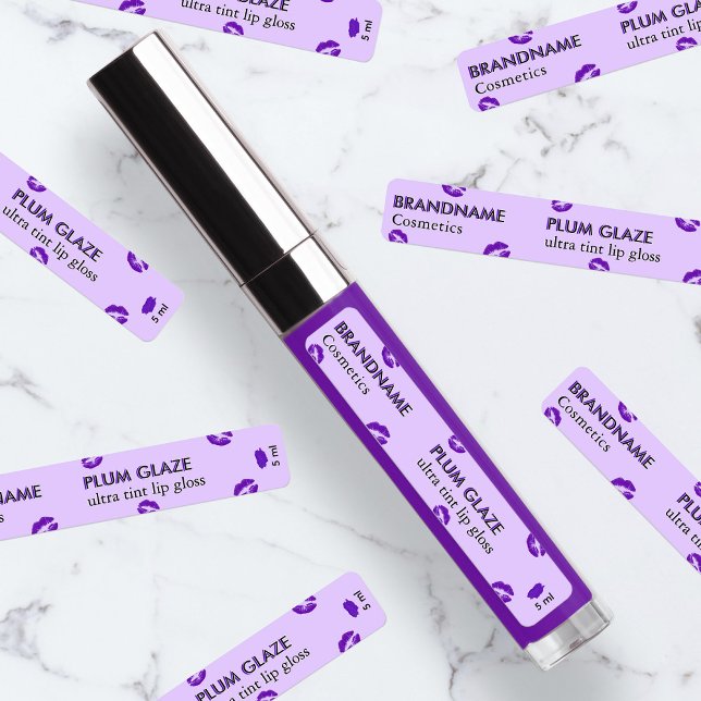 Simple Modern Plum Glaze Purple Custom Lip Gloss Labels (Creator Uploaded)