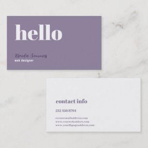 Simple Modern Plum purple & White Background  Business Card