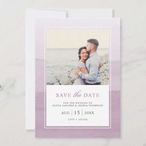 Simple Modern Plum Watercolor Photo Save The Date