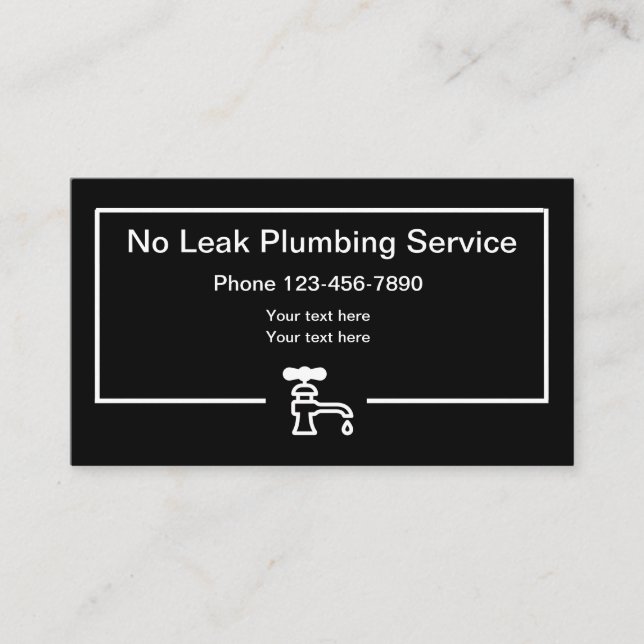 Simple Modern Plumber Service Business Card (Front)
