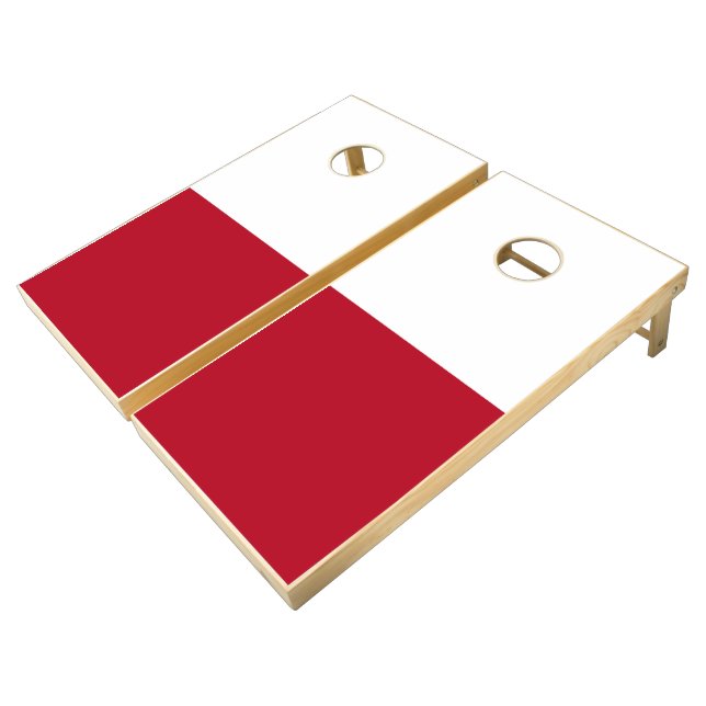 Simple Modern Poland Flag Souvenir Cornhole Set (Angled)