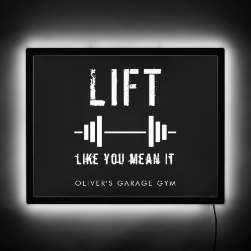 Simple Modern Power Lifting Quote Black White LED Sign