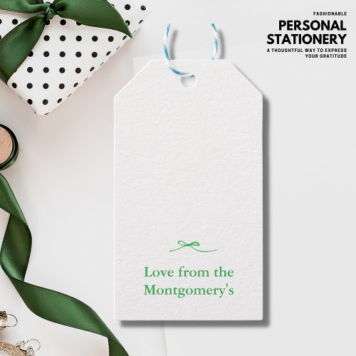 Simple Modern Pretty Green Bow Gift Tags