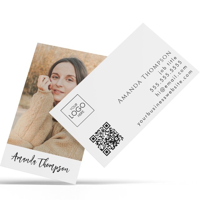 Simple Modern Profession Business Photo QR Code Business Card (Creator Uploaded)