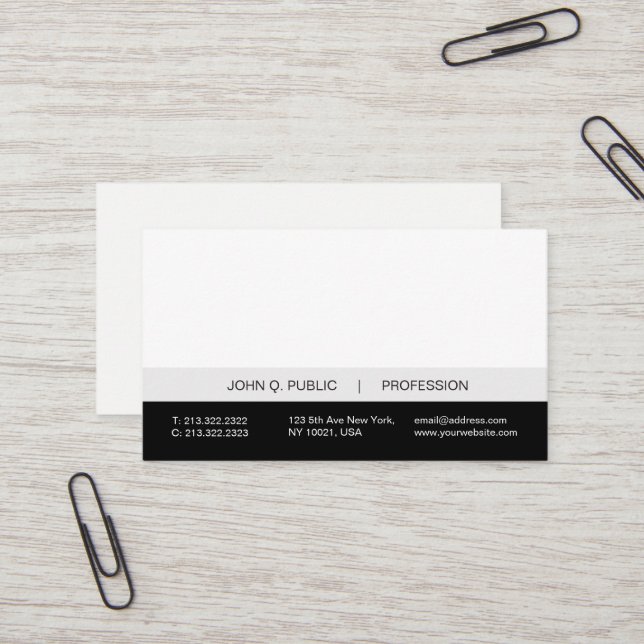 Simple Modern Professional Black White Grey Matte Business Card (Front/Back In Situ)