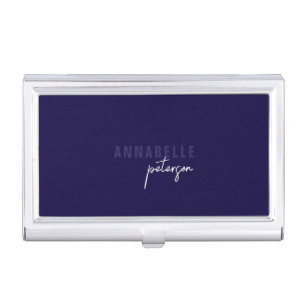 Simple Modern Professional Blue Minimalist Business Card Case