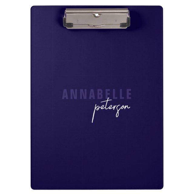 Simple Modern Professional Blue Minimalist Clipboard (Front)