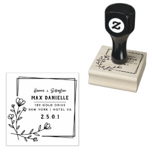 Simple Modern Professional  Bold Botanical Wreath  Rubber Stamp