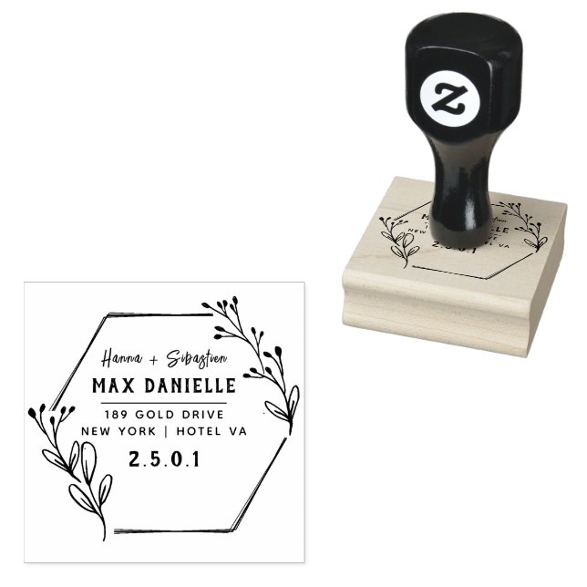 Simple Modern Professional  Bold Botanical Wreath  Rubber Stamp (Stamped)