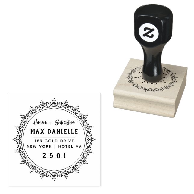 Simple Modern Professional  Bold Botanical Wreath  Rubber Stamp (Stamped)