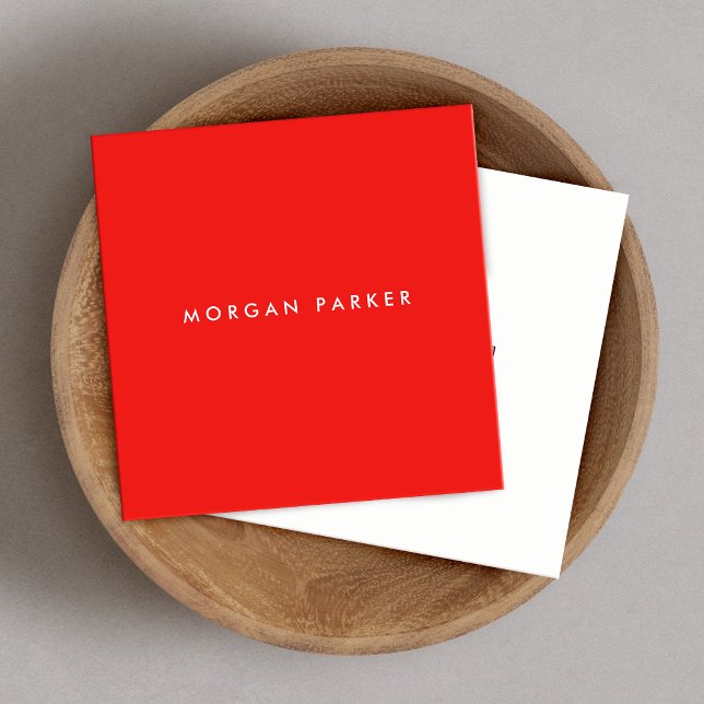 Simple Modern Professional Bright Red Square Business Card (Creator Uploaded)