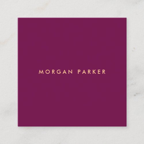 Simple Modern Professional Burgundy Wine  Square Square Business Card