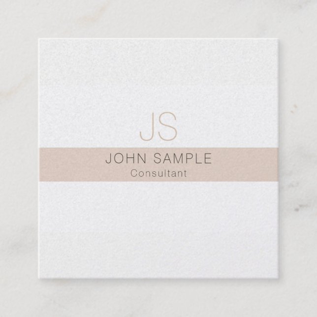 Simple Modern Professional Elegant Colors Monogram Square Business Card (Front)