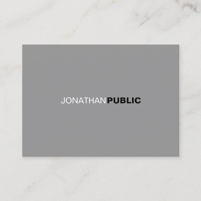 Simple Modern Professional Elegant Gray White Business Card (Front)