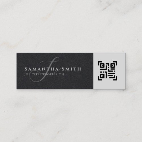 Simple Modern Professional Grey QR Monogrammed  Mini Business Card