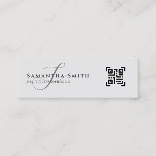 Simple Modern Professional Grey Script Monogrammed Mini Business Card