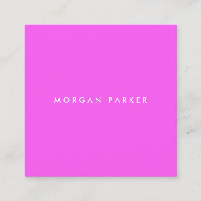 Simple Modern Professional Hot Pink Square Business Card (Front)