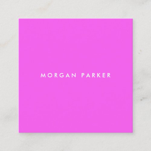 Simple Modern Professional Hot Pink Square Square Business Card