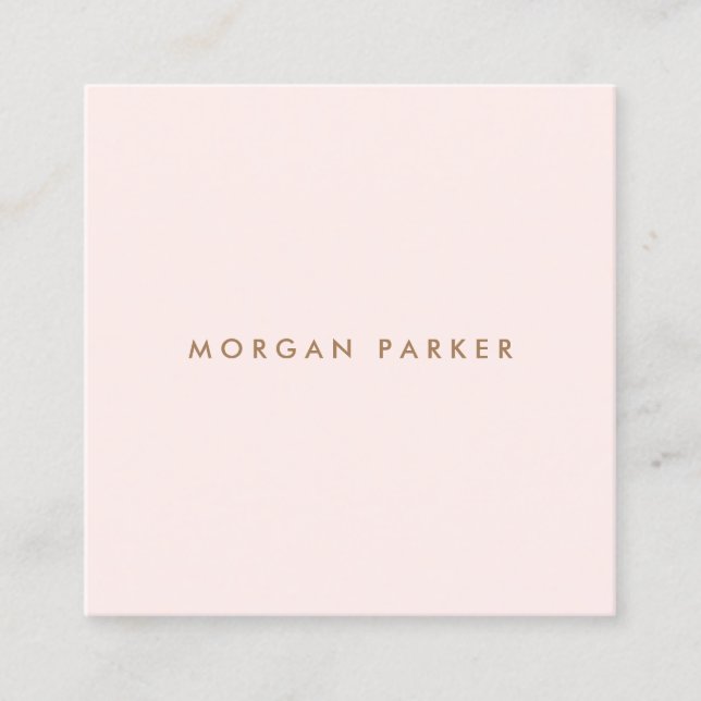 Simple Modern Professional Light Pink  Square Square Business Card (Front)