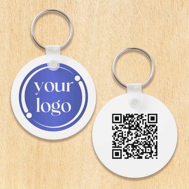 Simple Modern Professional Logo and QR code Keychain (Great promotional items for your business.)
