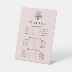 Simple Modern Professional Logo Menu Price List Pedestal Sign