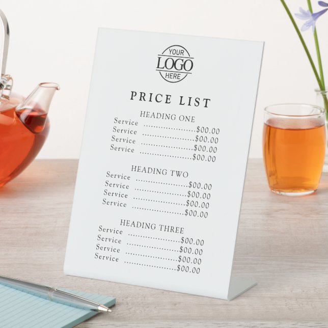 Simple Modern Professional Logo Menu Price List Pedestal Sign (In SItu)