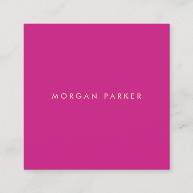 Simple Modern Professional Magenta Pink  Square Business Card (Front)