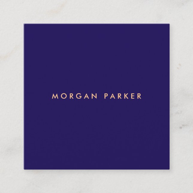 Simple Modern Professional Navy Blue Square Business Card (Front)