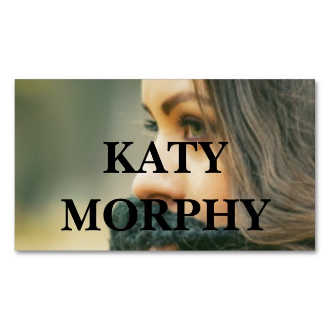 simple modern professional photo calligraphy squar business card magnet (Front)