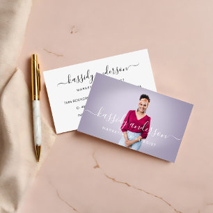Simple Modern Professional Photo Elegant Script Business Card