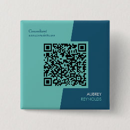 Simple Modern Professional QR Code Blue Green Button