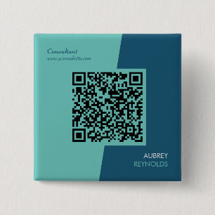 Simple Modern Professional QR Code Blue Green Button