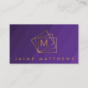 Simple Modern Professional Royal Purple and Gold Business Card