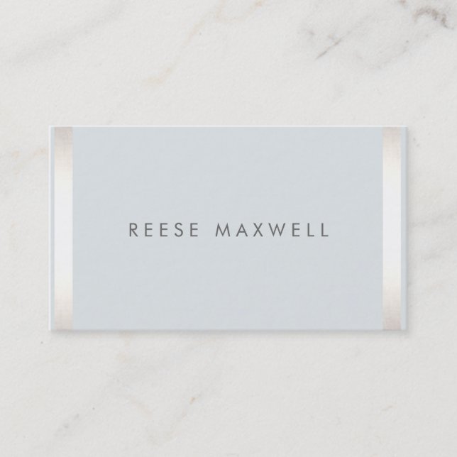 Simple Modern Professional Silver Border Gray 2 Business Card (Front)
