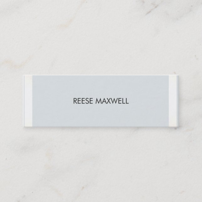 Simple Modern Professional Silver Border Gray Mini Business Card (Front)