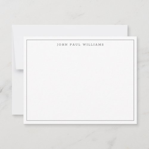 Simple Modern Professional Thin Silver Gray Border Note Card