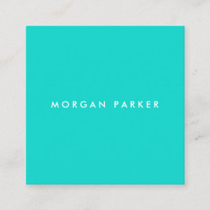 Simple Modern Professional Turquoise Blue Square Business Card