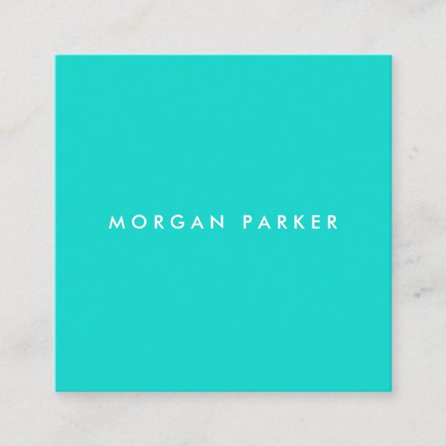 Simple Modern Professional Turquoise Blue Square Business Card (Front)