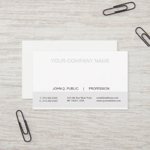 Simple Modern Professional White and Grey Matte Business Card
