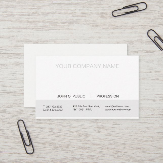 Simple Modern Professional White and Grey Matte Business Card (Front/Back In Situ)