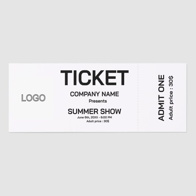 Simple modern professionnal show logo Event Ticket (Front)