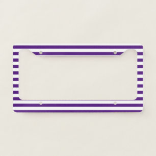 Simple Modern Purple and White Striped License Plate Frame