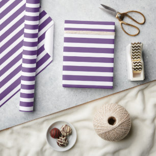 Simple Modern Purple and White Striped Minimalist Wrapping Paper
