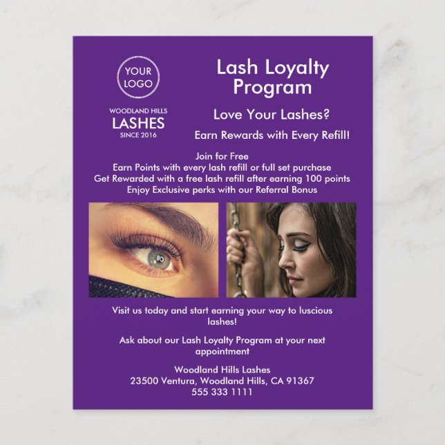 Simple Modern Purple Business Logo Flyer (Front)