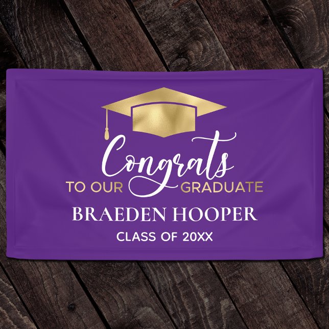 Simple Modern Purple Gold Graduation Banner (Creator Uploaded)
