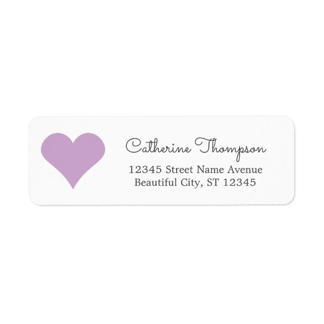 Simple Modern Purple Heart Girly Script Name Label (Front)