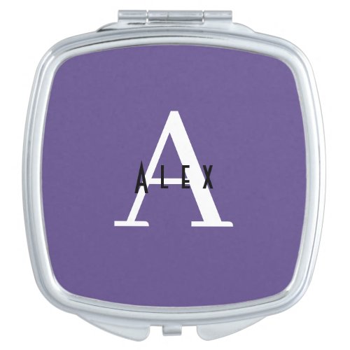 Simple Modern Purple Monogram Name  Initial Compact Mirror