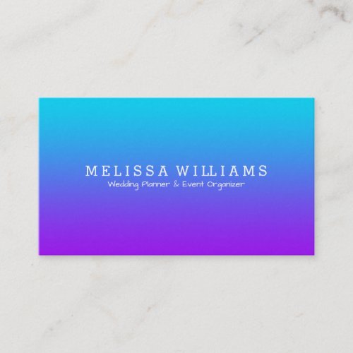 Simple Modern Purple To Blue Ombre White Accent Business Card