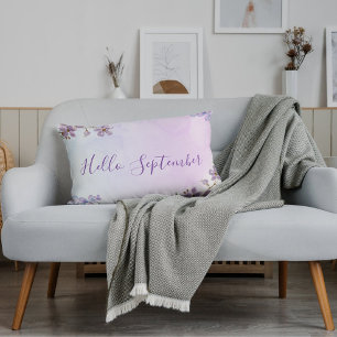 Simple Modern Purple Welcome September Month Accent Pillow